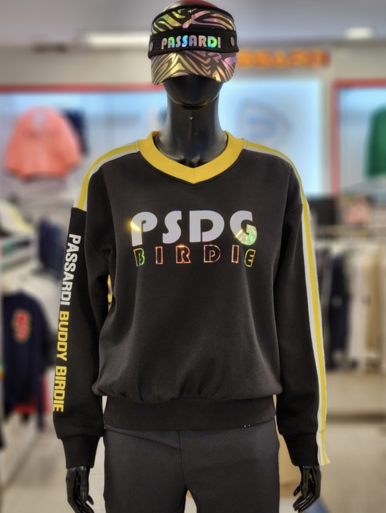 女 303M 韓國Passardi 高球品牌正品折扣/春季 多巴胺風格配色 字母印花配色長袖T恤/高爾夫球衣