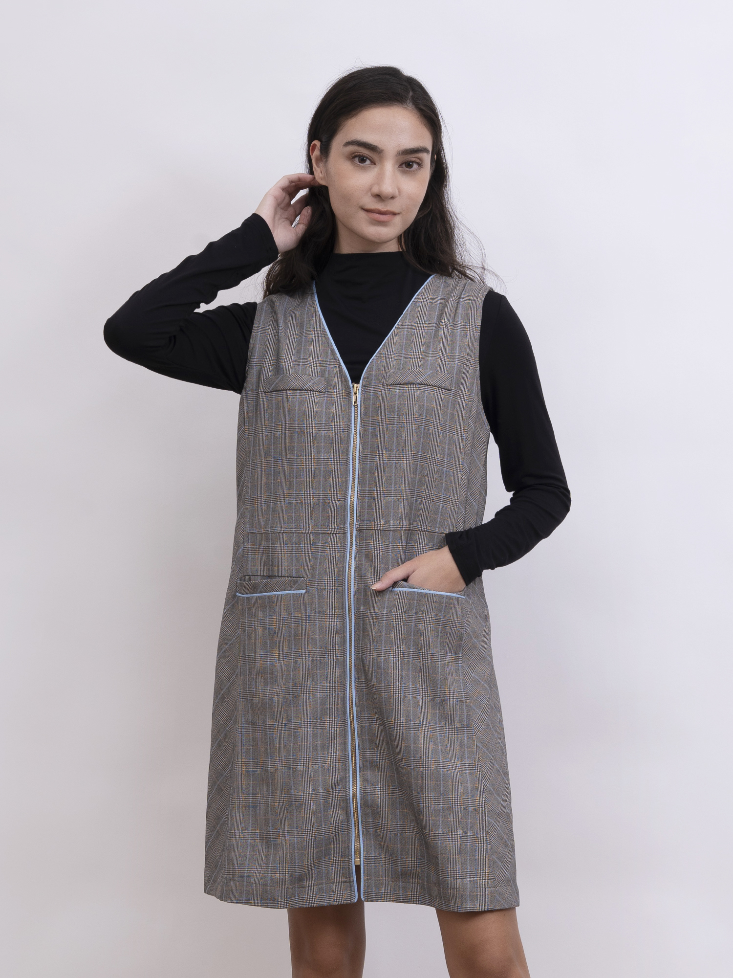 mi-tu 格仔背心連身裙