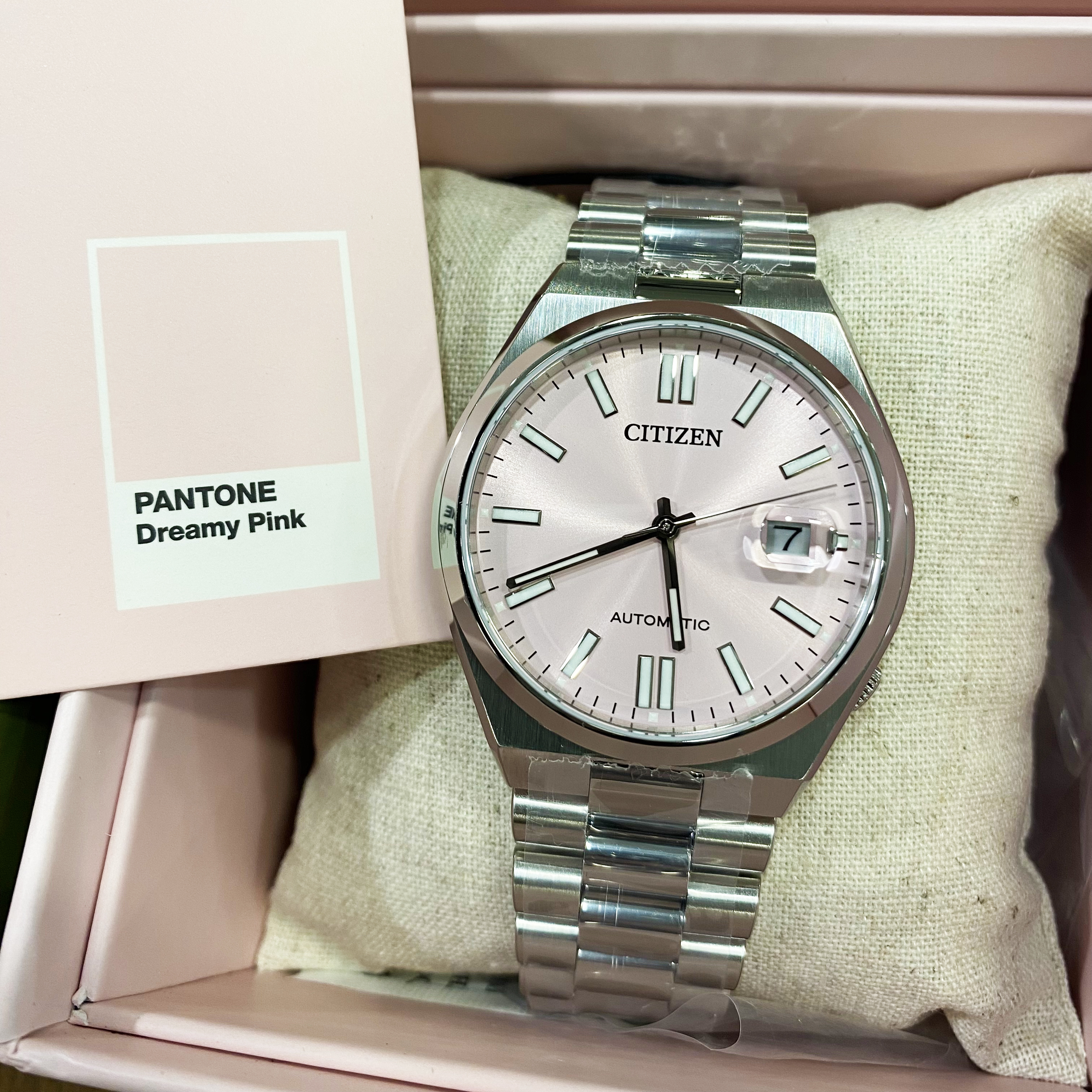 CITIZEN x Pantone 限量版 NJ0158-89X 40mm 粉紅色 自動機械  鋼帶手錶