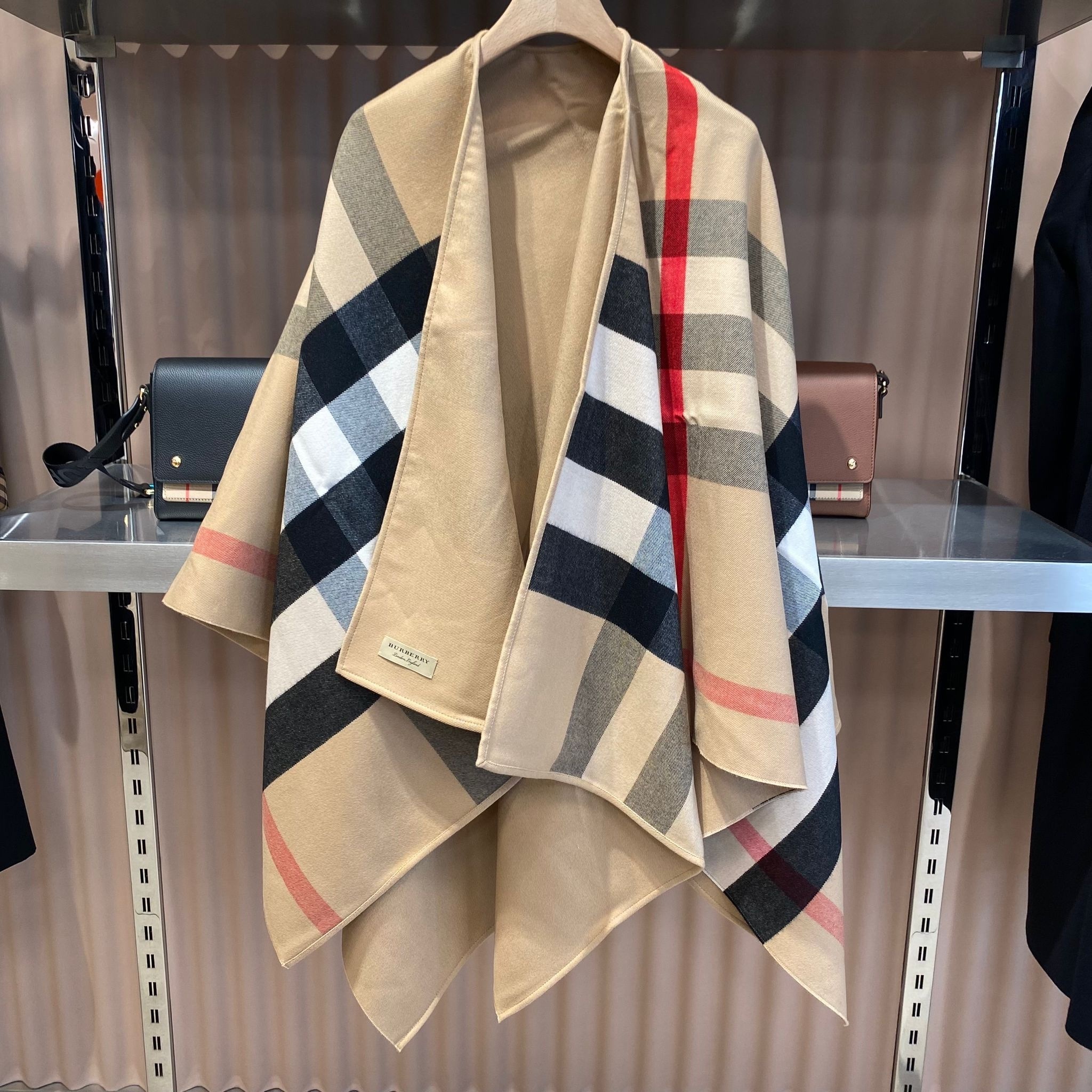 Burberry reversible extra fine merino wool cape camel