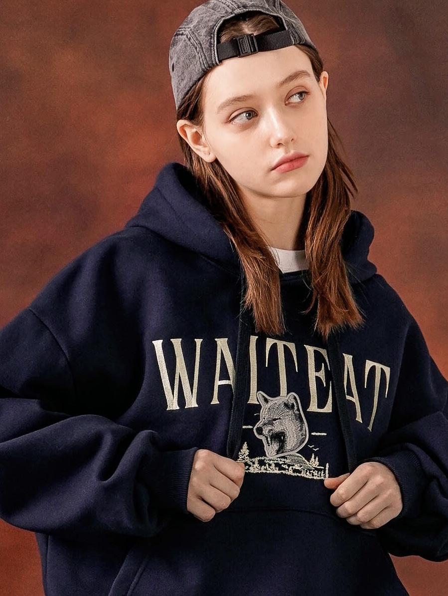 <預購> 韓國TWN 電繡WAITEAT秋田🐕刷毛帽T