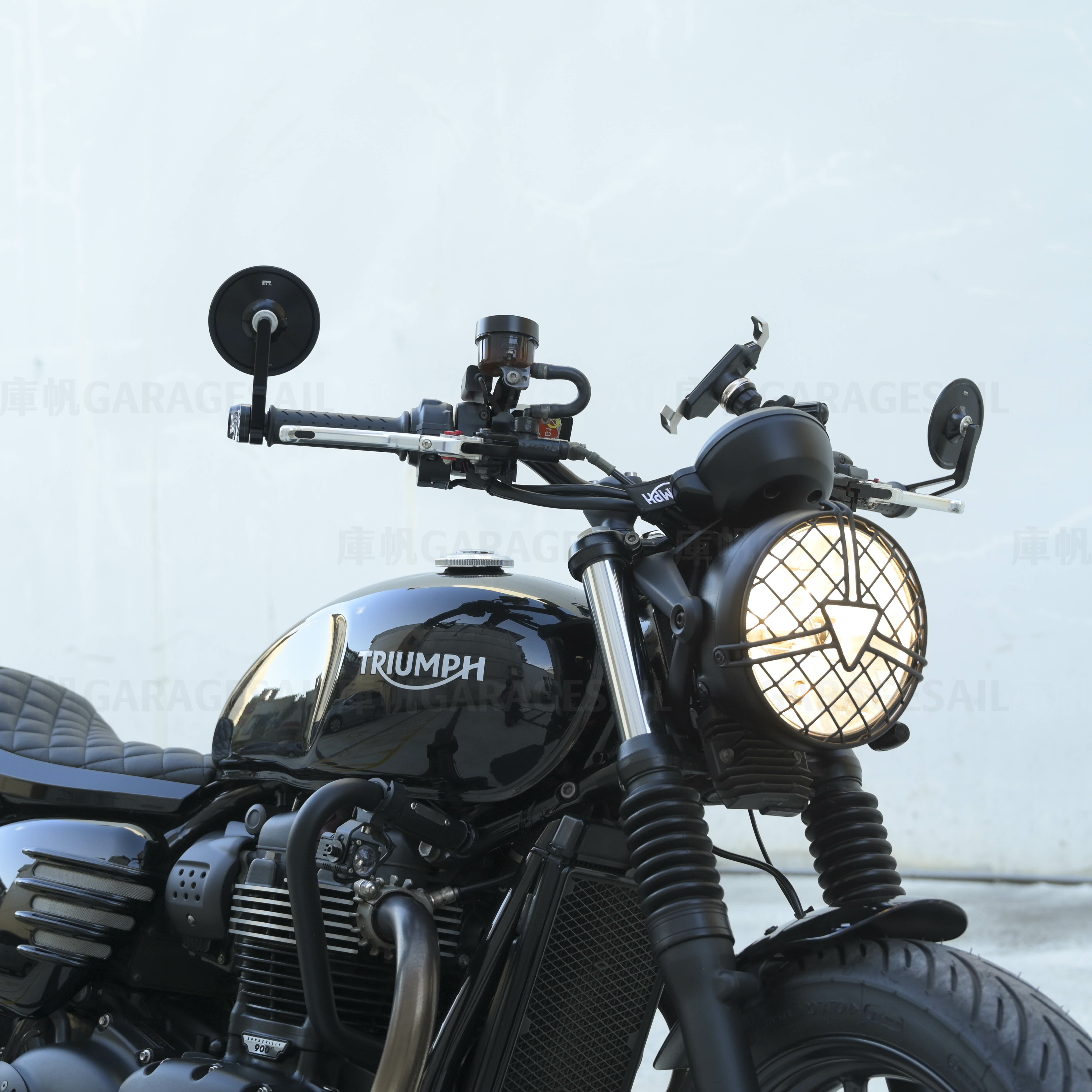 Motogadget 把手端 後照鏡 4吋圓 長桿