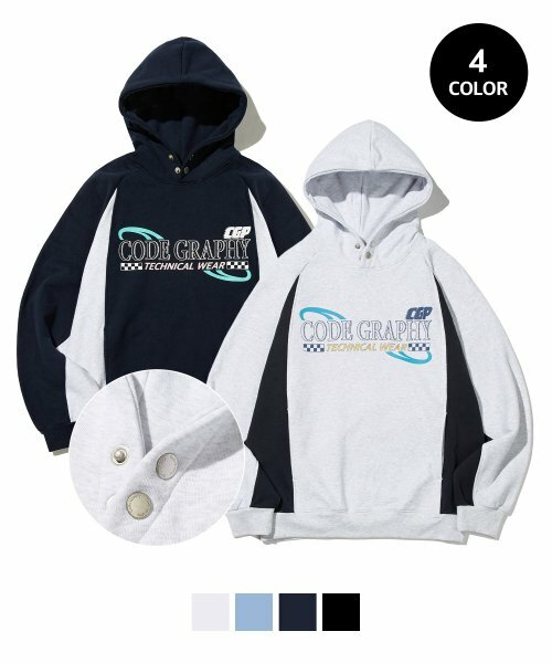 ★2023FW新作★CODE GRAPHY★RACING COLOR SNAP HOODIE ☆2023FW新作☆CODE GRAPHY☆RACING COLOR SNAP HOODIE