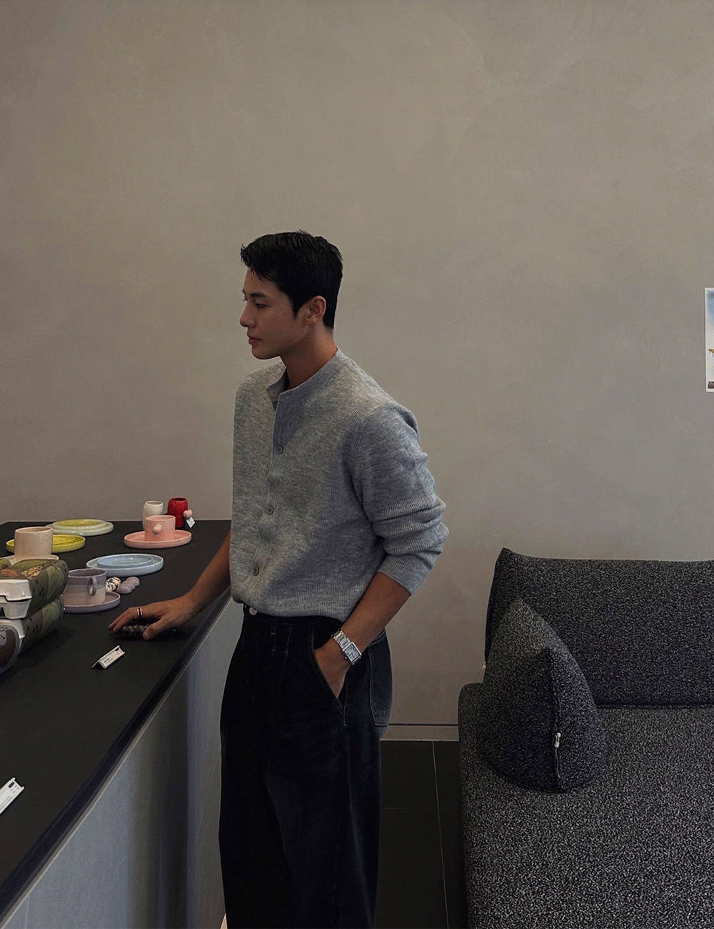 哈里森豎紋針織開衫