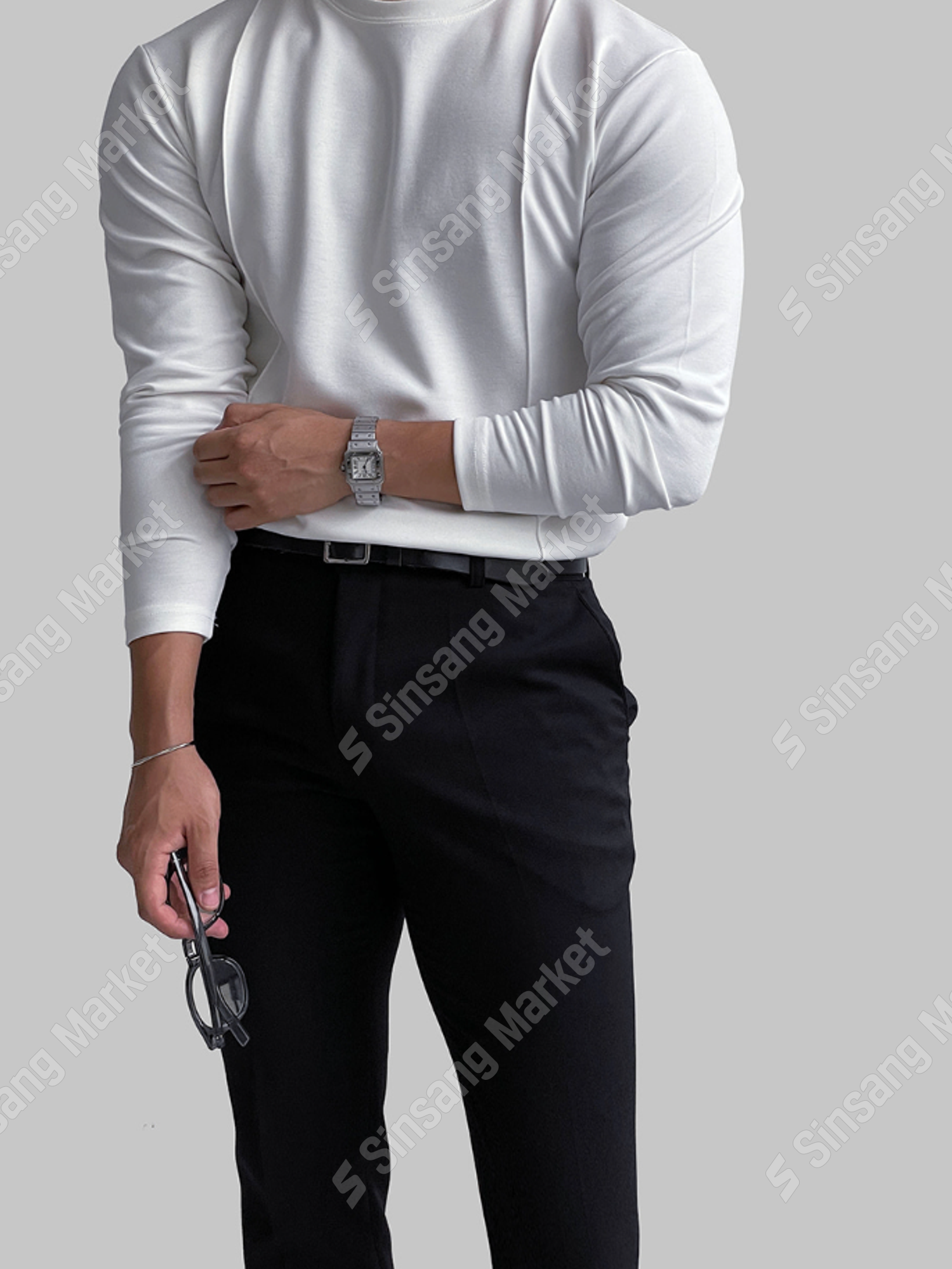 細褶雙羅紋長袖T恤