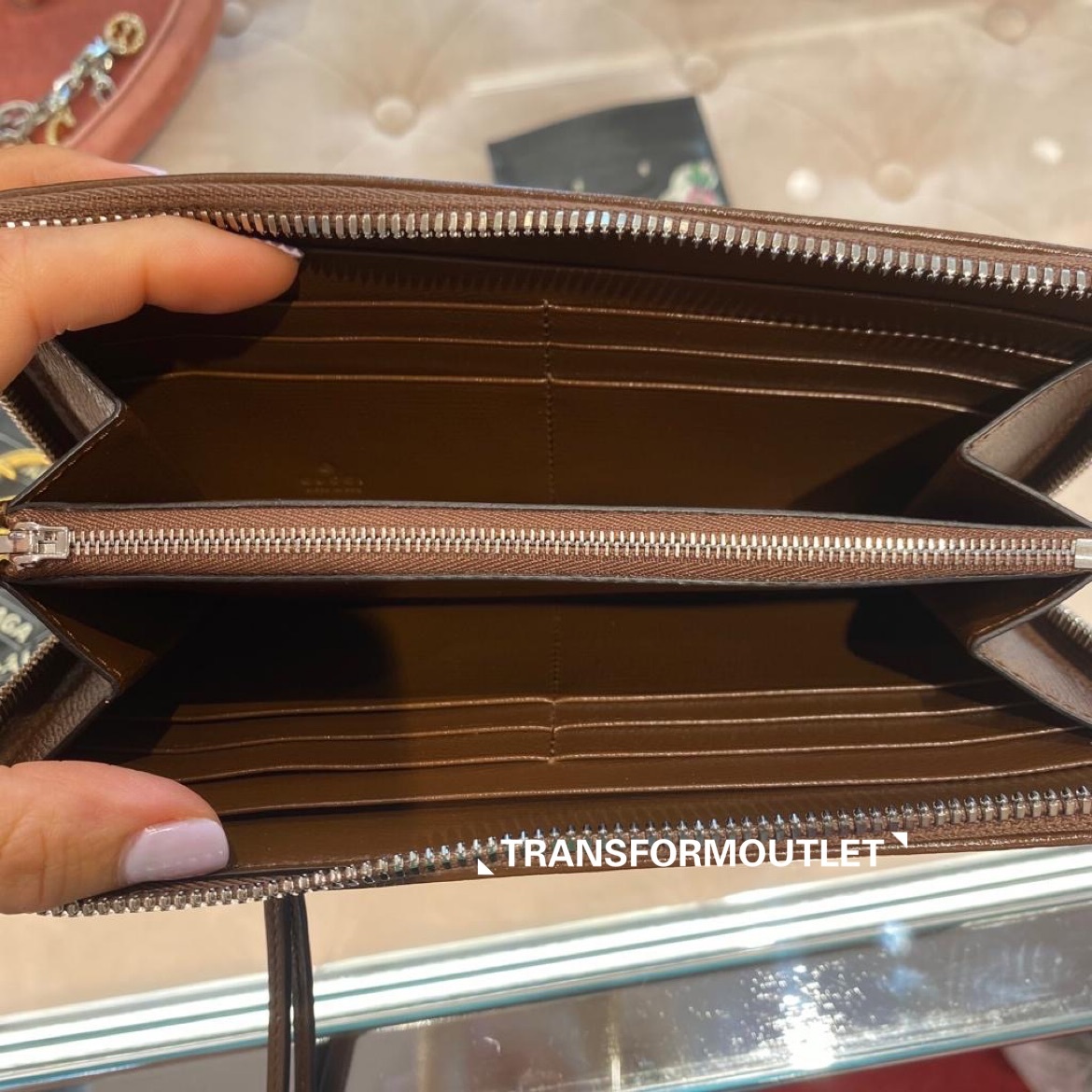 Gucci Wallet-經典GG印花長款全拉鍊銀包 - Beige