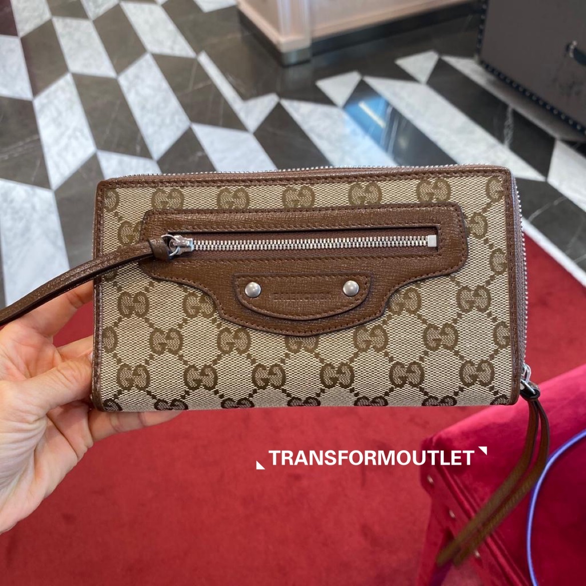 Gucci Wallet-經典GG印花長款全拉鍊銀包 - Beige
