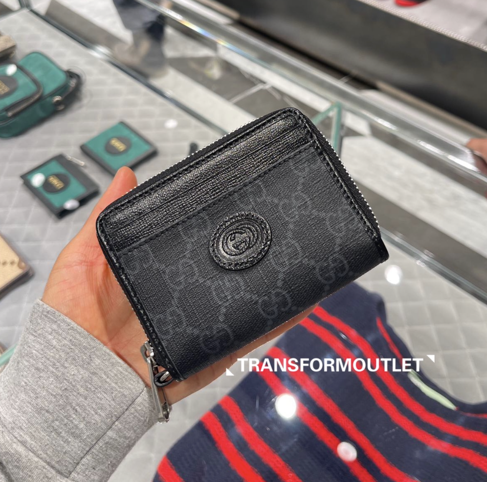 Gucci Wallet-supreme拉鍊多功能卡包帶鎖匙扣 - Black