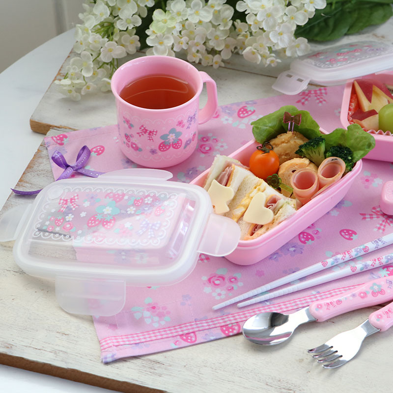 【日本Mother Garden】(便當盒/水果盒) 花緞帶/便當盒 花緞帶四方扣