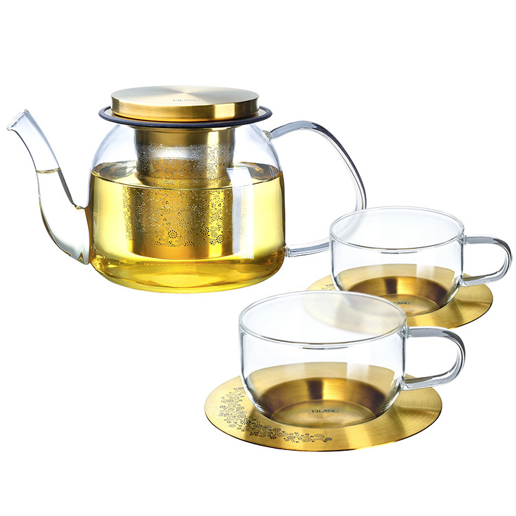 【組合】璀璨玻璃茶壺+玻璃杯組 x2