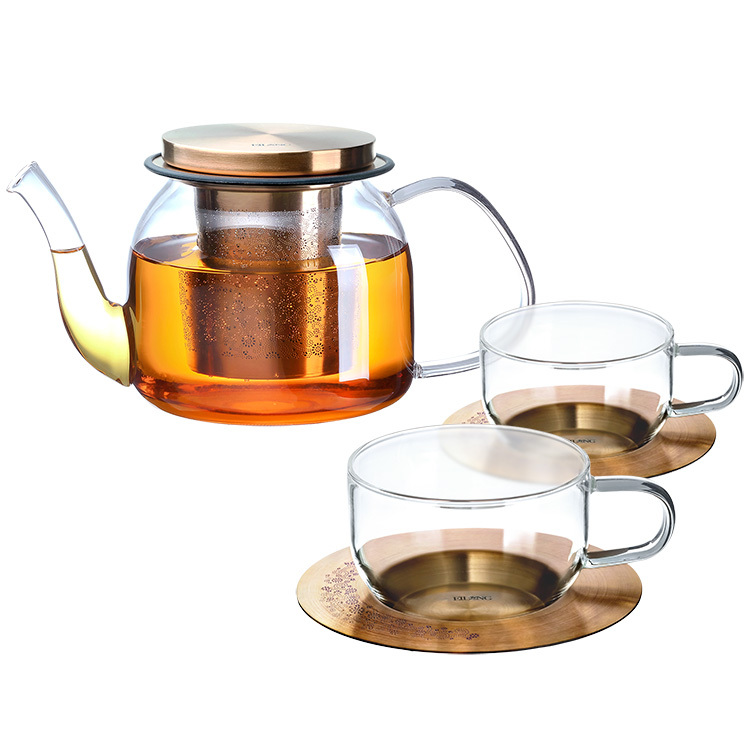 【組合】璀璨玻璃茶壺+玻璃杯組 x2