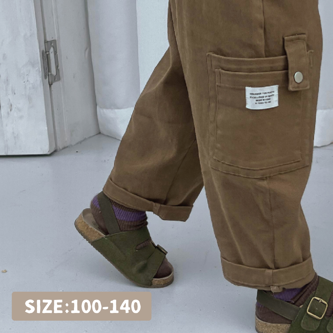 【H35062】個性小標雙口袋設計休閒褲