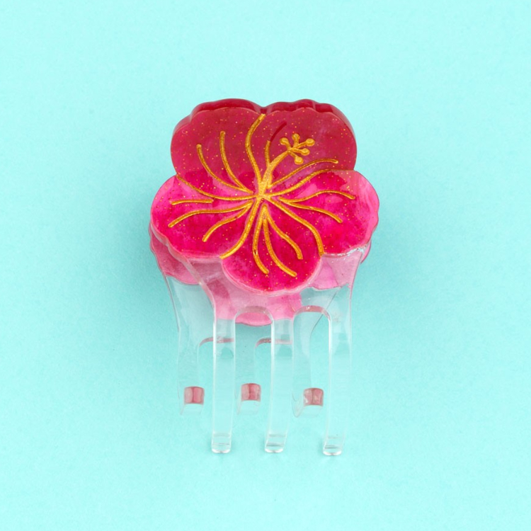 法國 Coucou Suzette 童趣造型挽髮抓夾 扶桑花 S