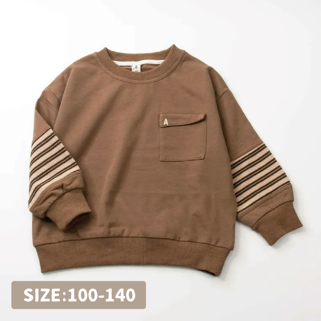 【H35055】字母口袋線條拼接袖上衣