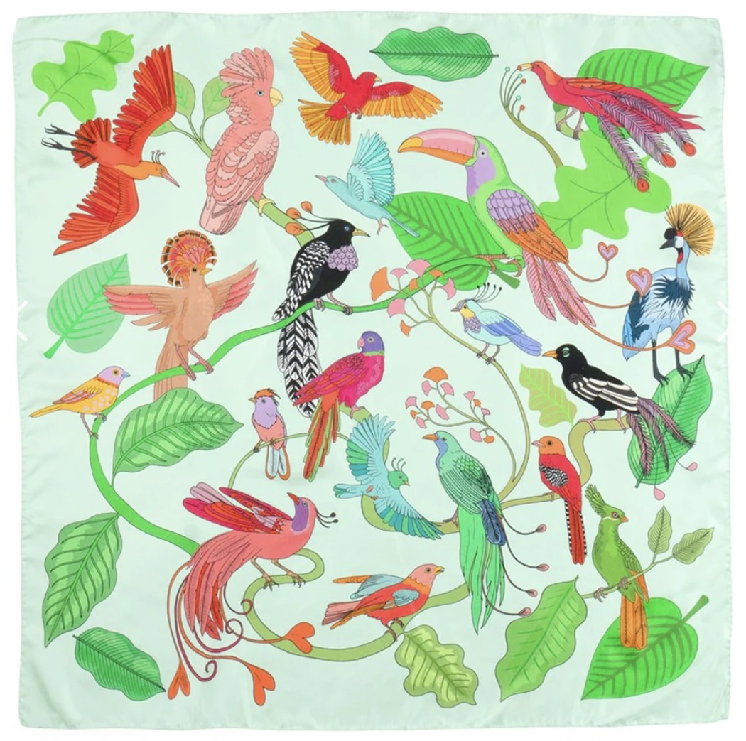 Karen Mabon Silk Scarf-Birds of a Feather-Spearmint
