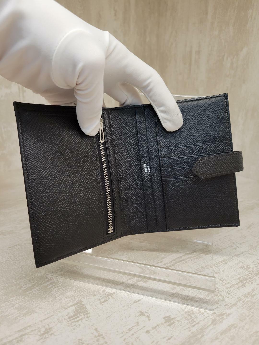 HERMES Bearn compact wallet NOIR CK 短銀包 黑色 銀扣