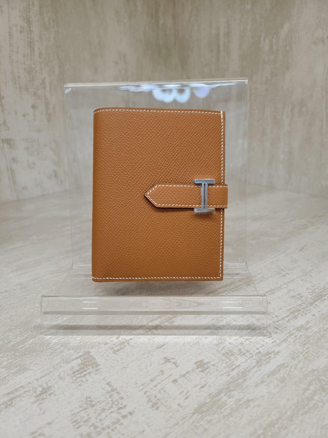 HERMES bearn compact wallet 37 Gold CK EPSOM 金棕色 銀扣