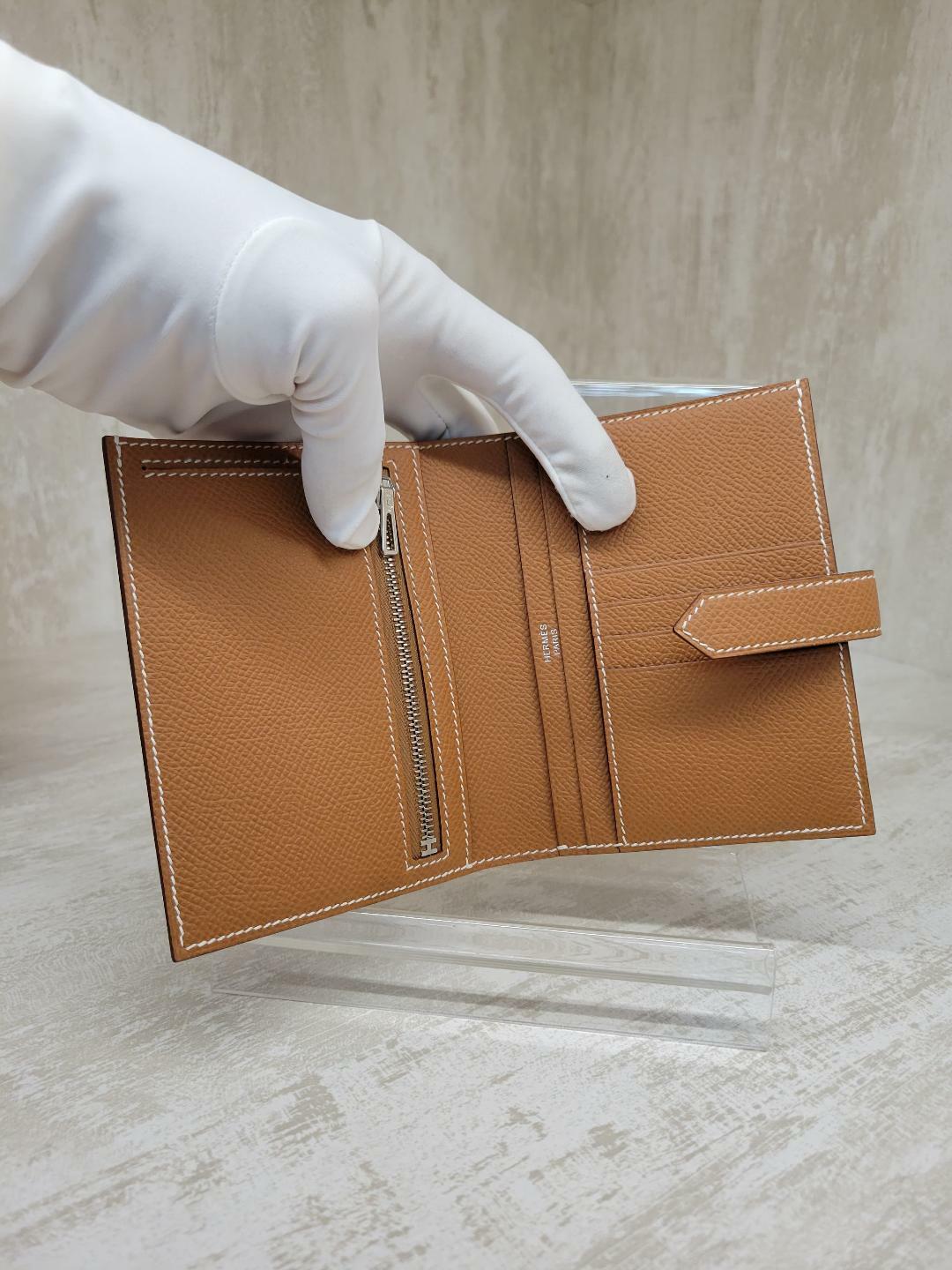 HERMES bearn compact wallet 37 Gold CK EPSOM 金棕色 銀扣