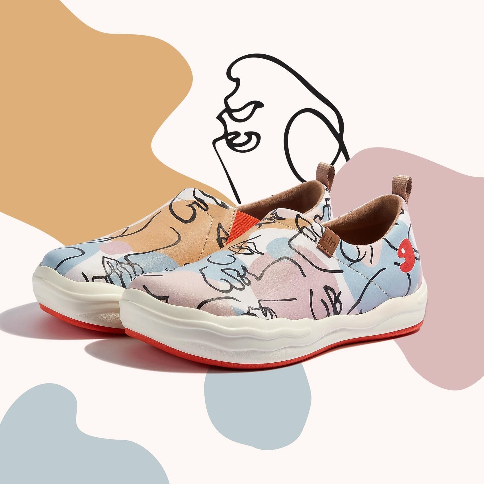 【 Uin 】西班牙原創設計 | 托萊多8 五官線條 女鞋 彩繪鞋 休閒鞋 懶人鞋