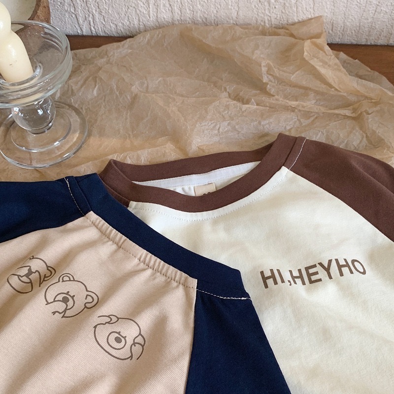 兩色背後三隻小熊撞色上衣