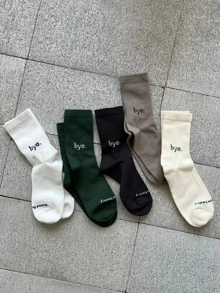 現貨┃日本製 靴下屋 bye 下翻 see you tomorrow 長襪 搭配 線條 襪子