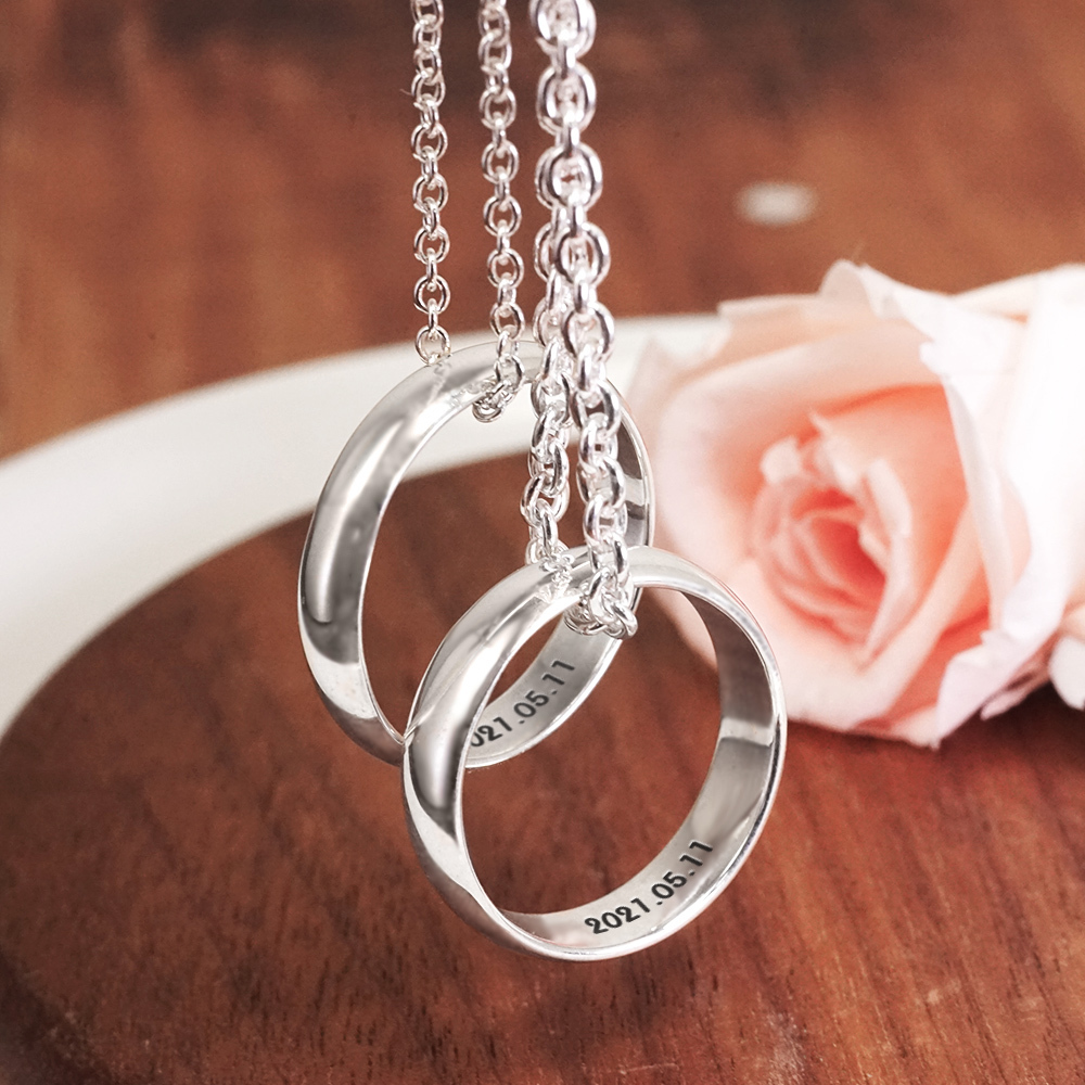 圓弧銀戒 可刻字 純銀情侶對戒組【中版+寬版】客製化情侶戒指 情侶項鍊