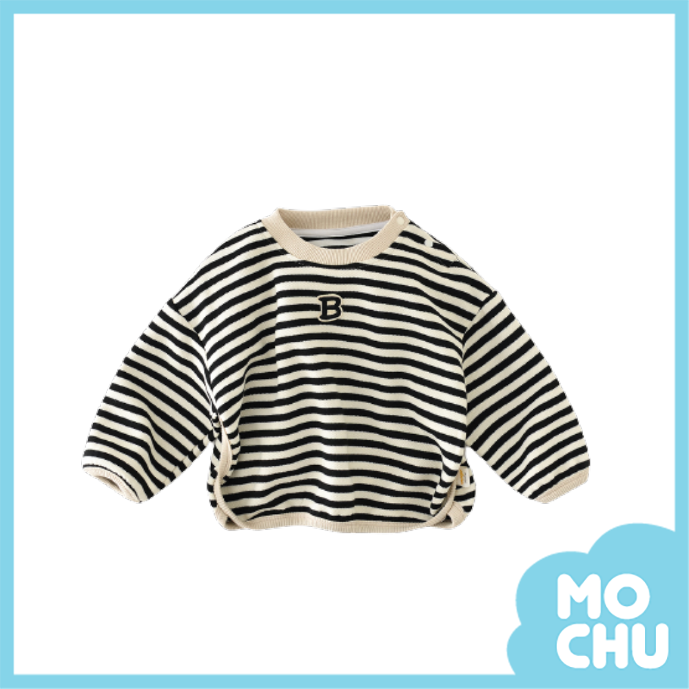 字母B條紋寬鬆長袖衛衣
