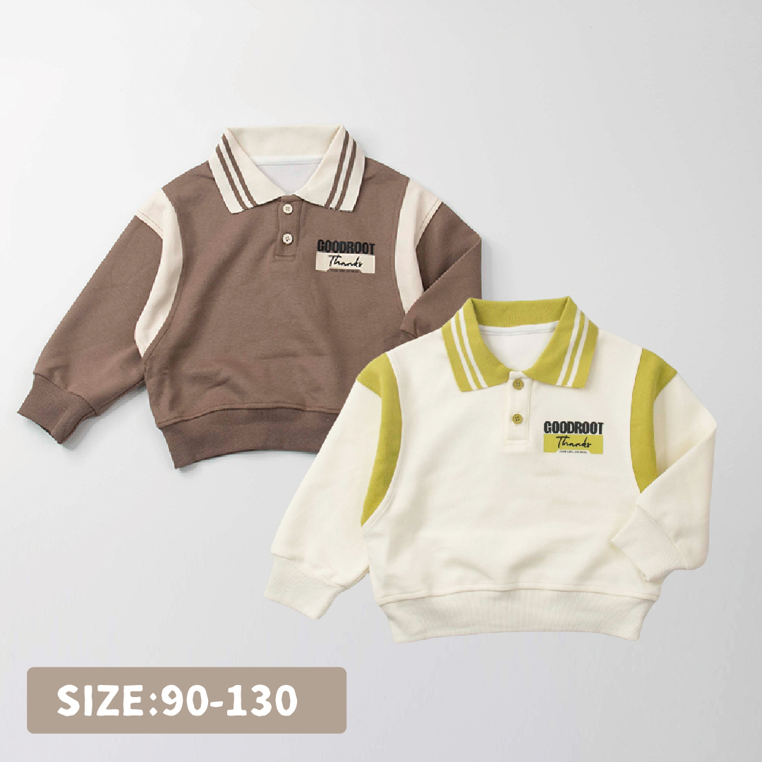 【H35125】美式撞色拼接設計翻領上衣＊二色