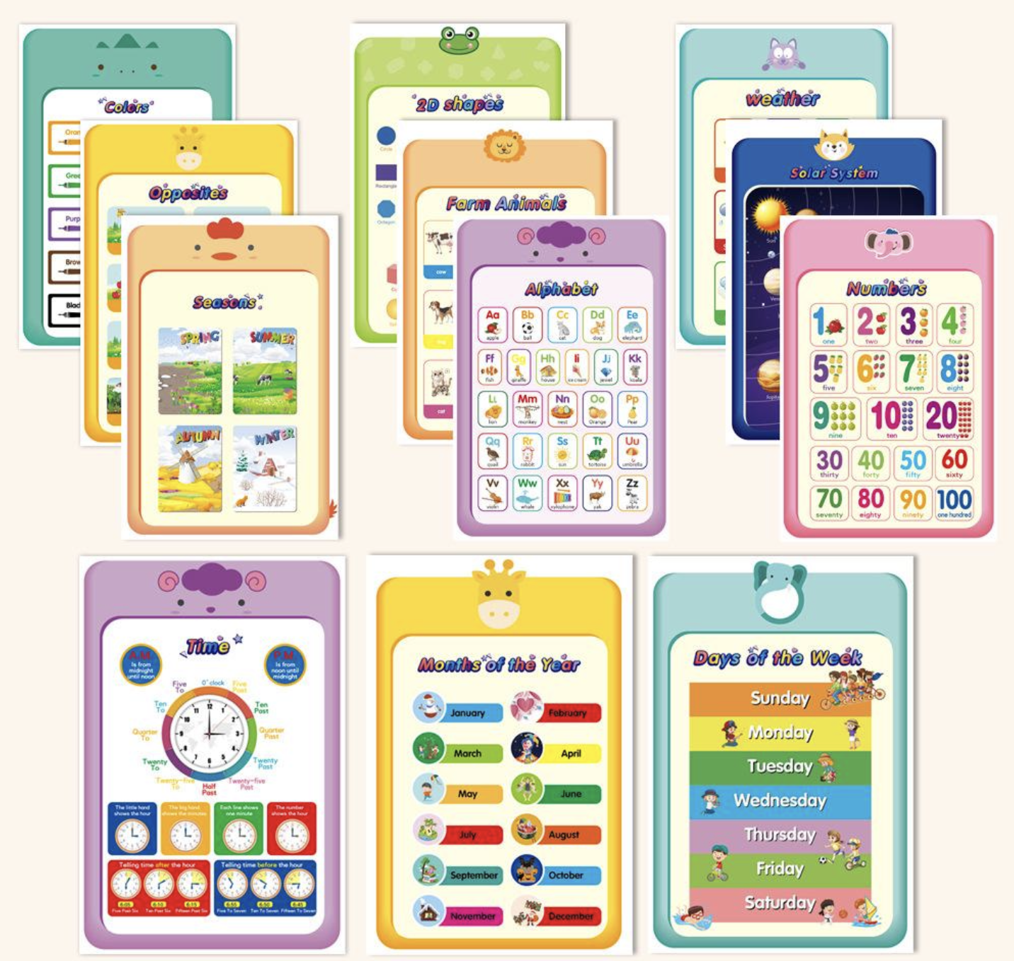 早教幼兒認知海報一套12張