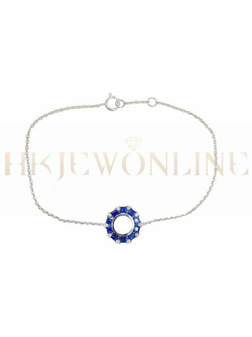 18K White Gold Sapphire Diamond Circle Design Bracelet