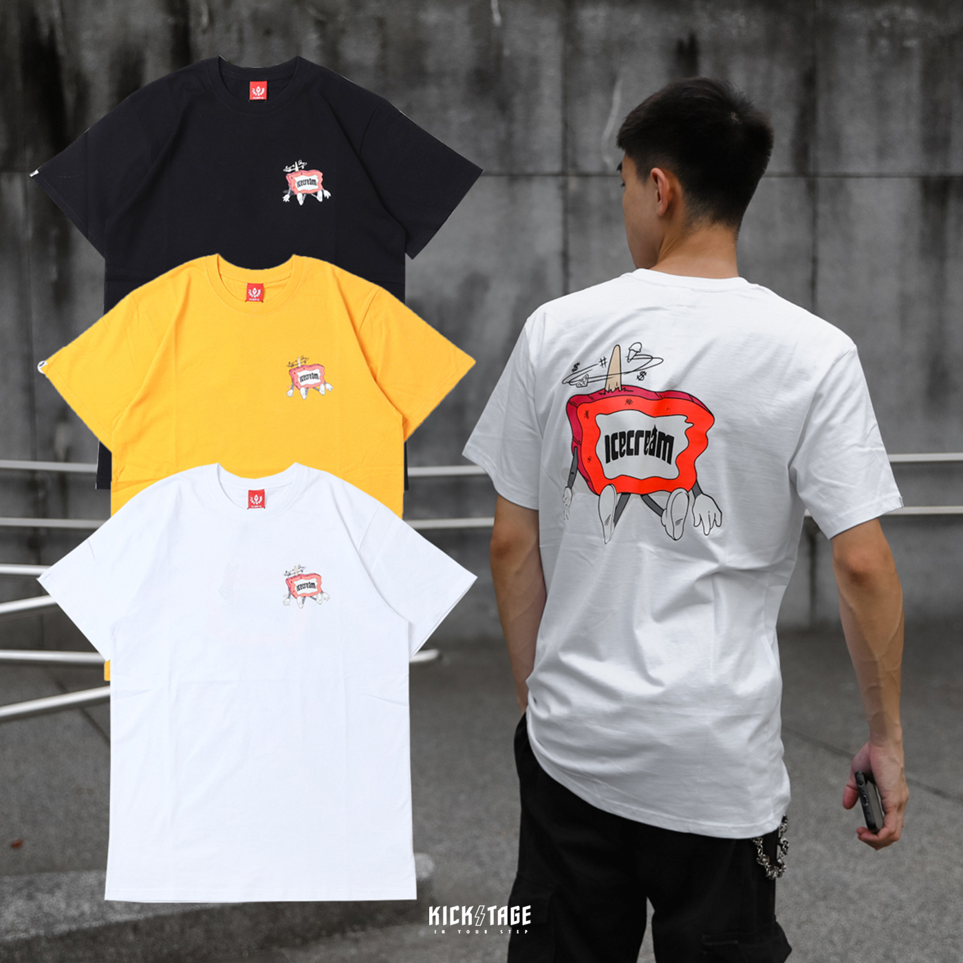 **特價商品售出不退換**BBC ICE CREAM KNOCK OUT SS TEE 三色 Q版人物 昏迷 印花 短T【431-6202】