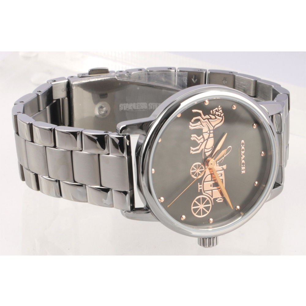 【COACH】玫瑰金馬車圖案大款女錶(灰色) 14502924