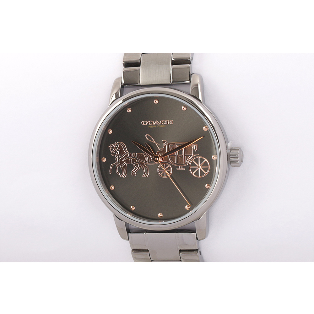 【COACH】玫瑰金馬車圖案大款女錶(灰色) 14502924