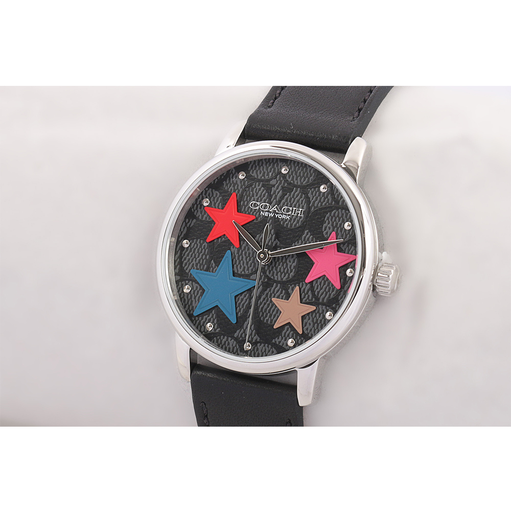 【COACH】CC Logo 滿版及星星圖案錶盤女錶(黑色) 14503847