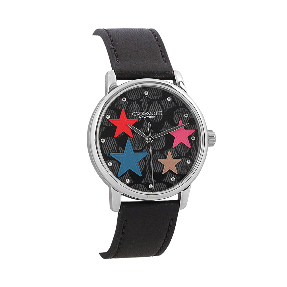 【COACH】CC Logo 滿版及星星圖案錶盤女錶(黑色) 14503847