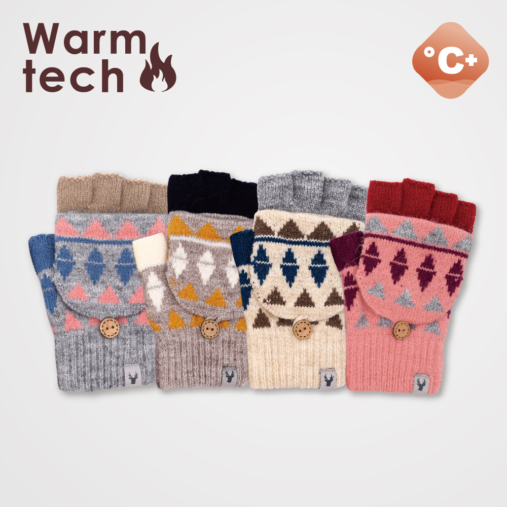 【肌暖】台灣製 女士三角紋皮標半指釣魚手套丨G1621H