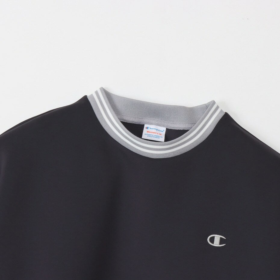 女款-CASUAL滾邊撞色長袖大學T-黑色（CW-Y005-090）