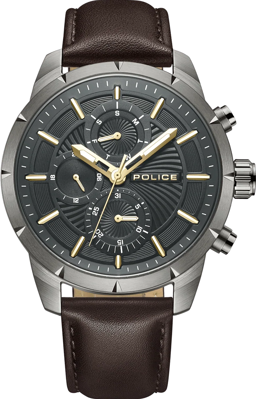 萬年鐘錶 - POLICE   Neist 時尚配飾大錶徑皮革男錶 PEWJF2227102 錶徑 45MM