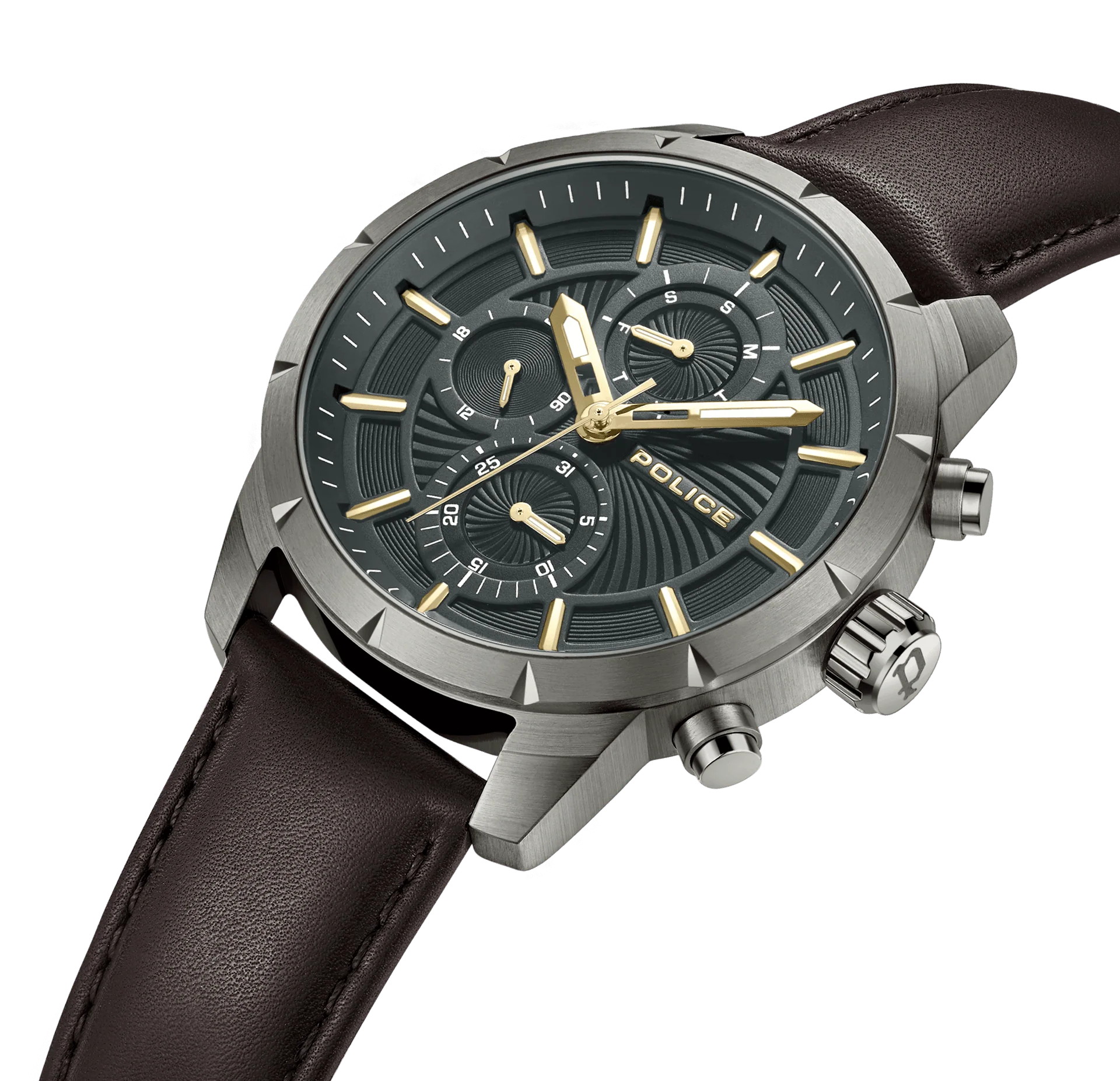 萬年鐘錶 - POLICE   Neist 時尚配飾大錶徑皮革男錶 PEWJF2227102 錶徑 45MM