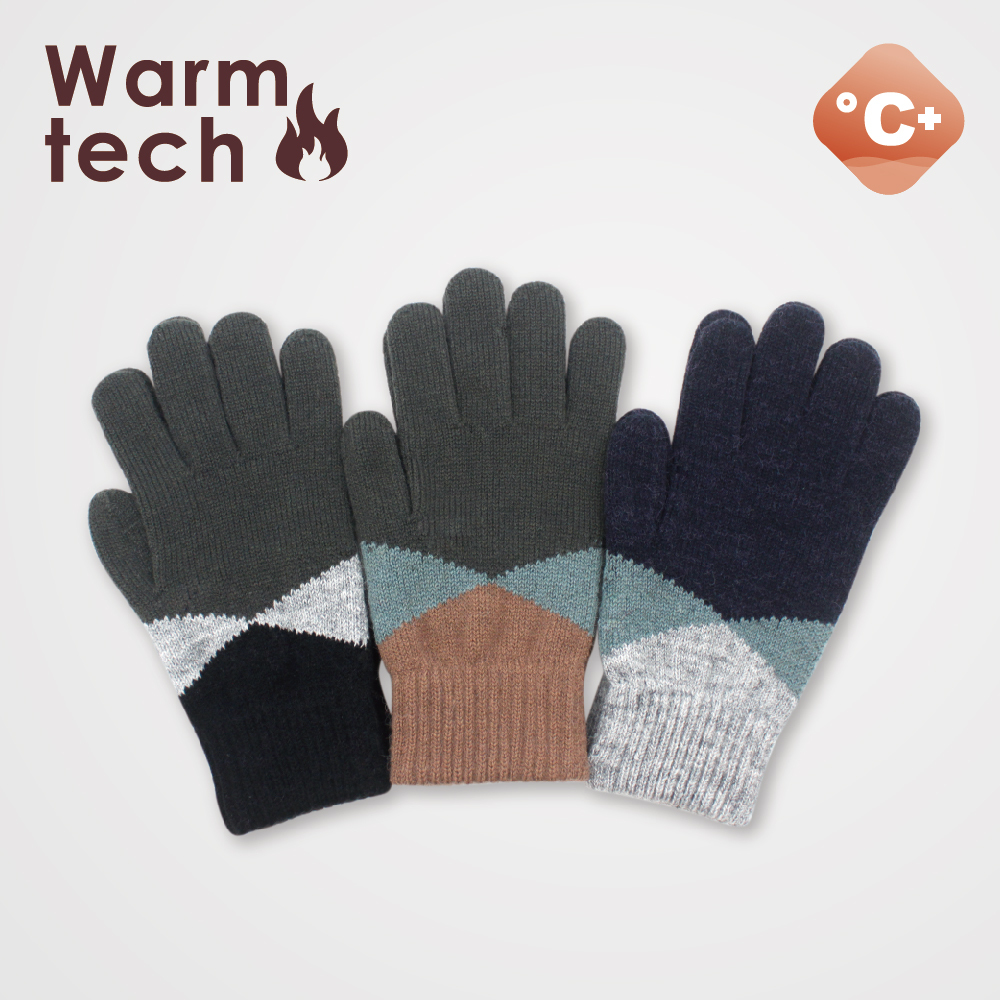【肌暖】台灣製 拼色針織全指保暖手套丨M5301