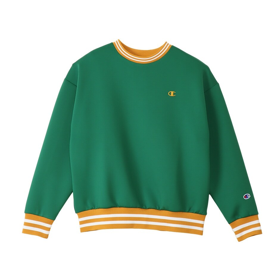 女款-CASUAL滾邊撞色長袖大學T-綠色（CW-Y005-625）