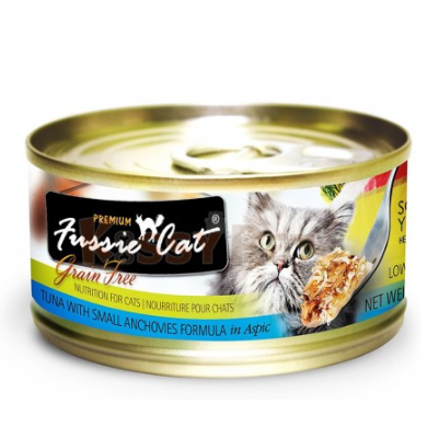 Fussie Cat Premium Wet Food Series - Tuna with Small Anchovies In Aspic 80g