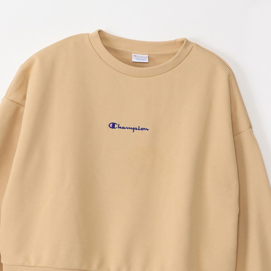 女款-CASUAL小LOGO寬版短衛衣-卡其（CW-Y006-780）