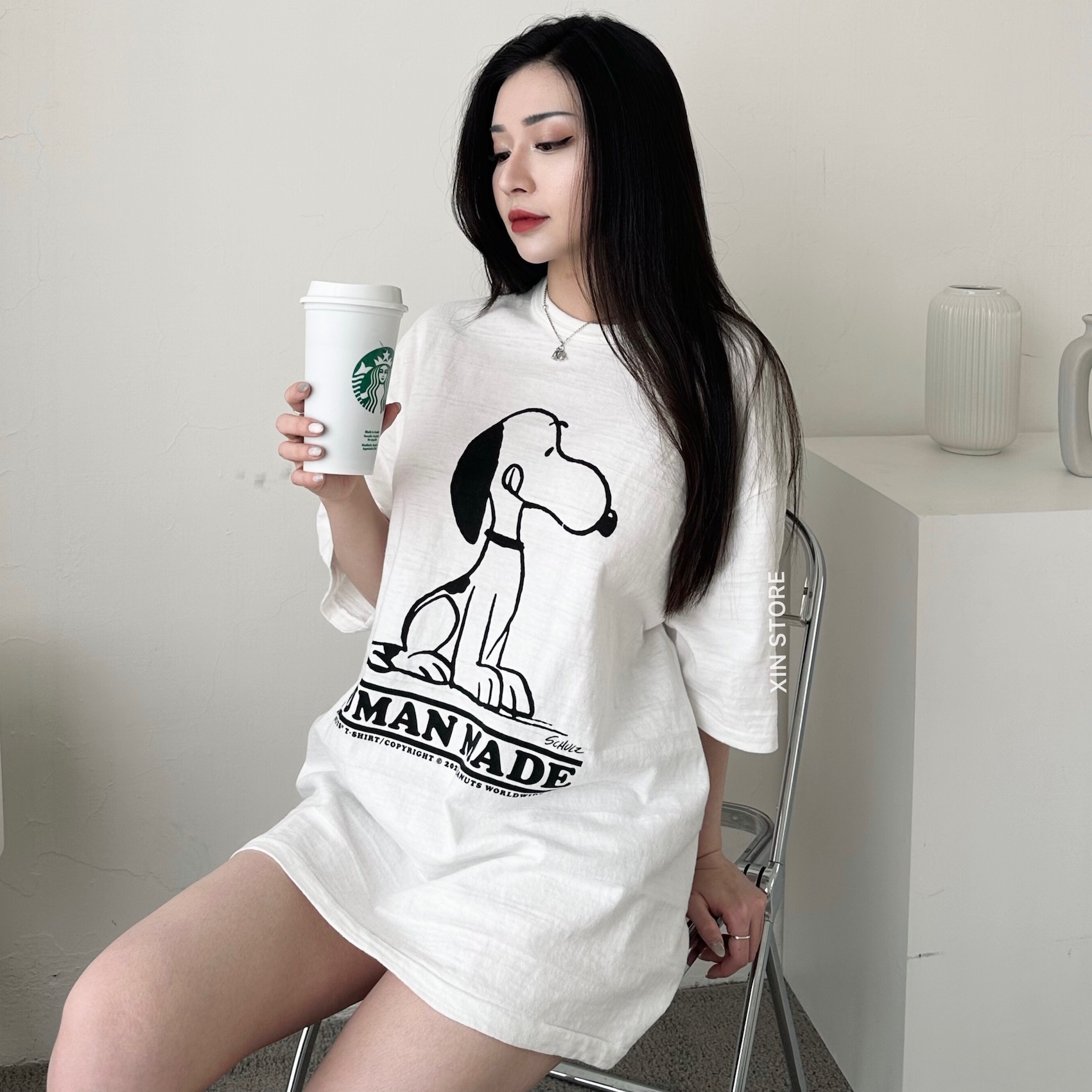 Human Made 日本限定Peanuts Snoopy 史努比聯名復古短Tee 黑白