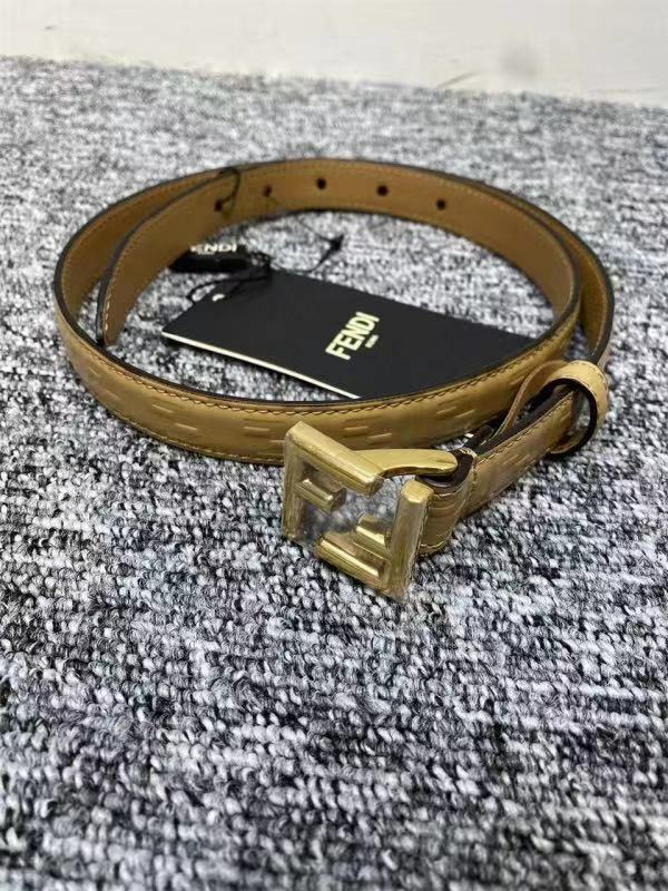 Fendi 棕色金扣腰带 8C0648 AQ1V F1CFL -T