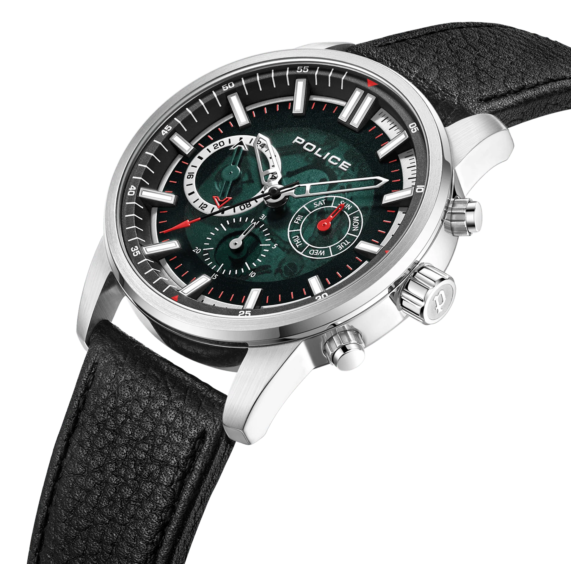萬年鐘錶 - POLICE   Greenlane 時尚配飾大錶徑皮革男錶 PEWJF2227001 錶徑 46MM