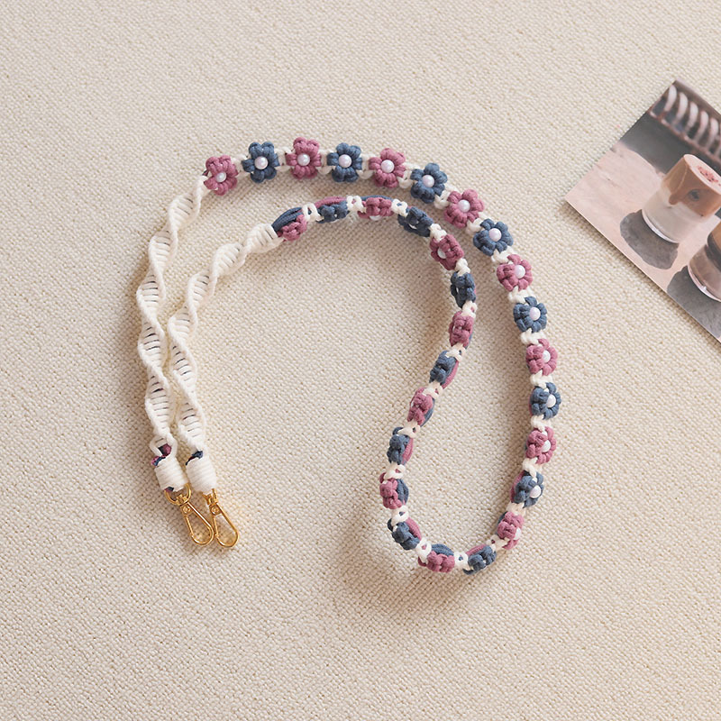 《3002》珍珠小花編織鑰匙手機扣繩