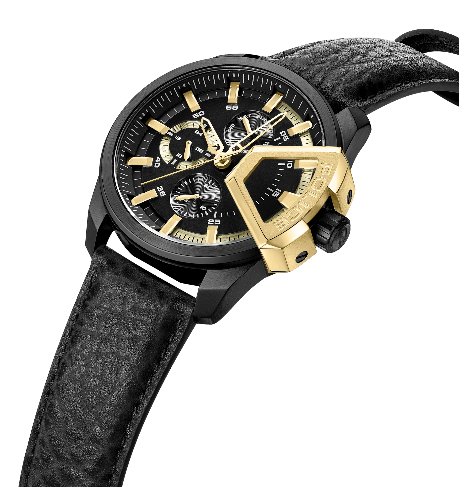 萬年鐘錶 - POLICE  Underlined 時尚配飾大錶徑皮革男錶  PEWJF0005704  錶徑 46MM