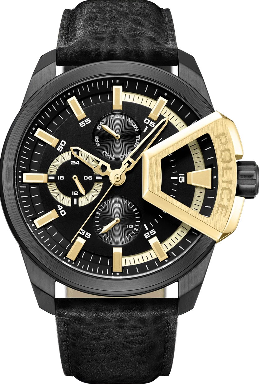 萬年鐘錶 - POLICE  Underlined 時尚配飾大錶徑皮革男錶  PEWJF0005704  錶徑 46MM