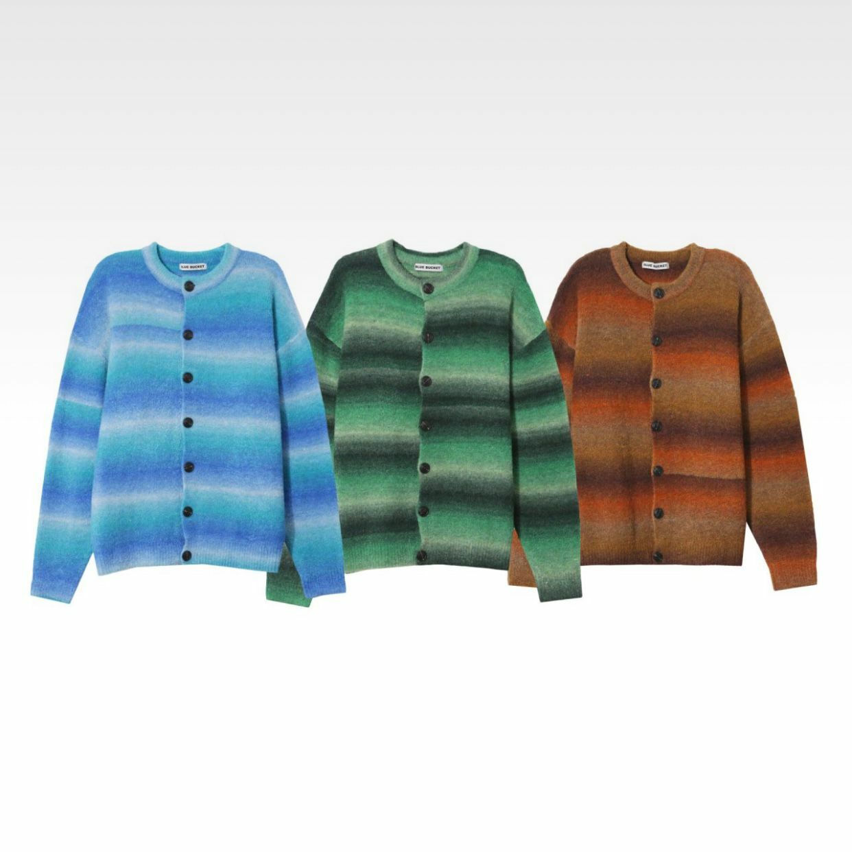 圓領漸變橫紋開胸外套 BLUE BUCKET-006JK